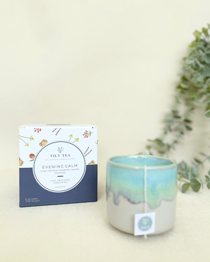 Lily &amp; Sophia x Tily Tea - Pottery Cup &amp; Evening Calm Herbal Tea Set
